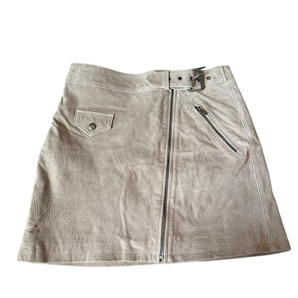 Women's Blank NYC Brown Suede Leather Motocross Skirt Size 26. - Picture 1 of 8